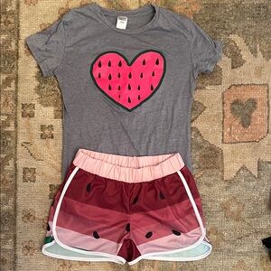 Gray and Pink Heart Kids Matching Set